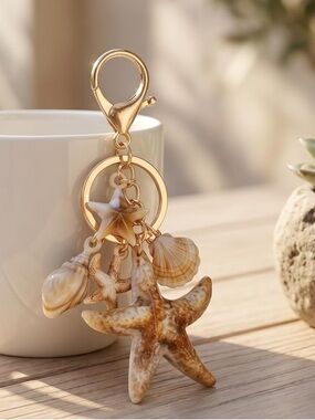 Shell & Starfish purse/bag charm keychain